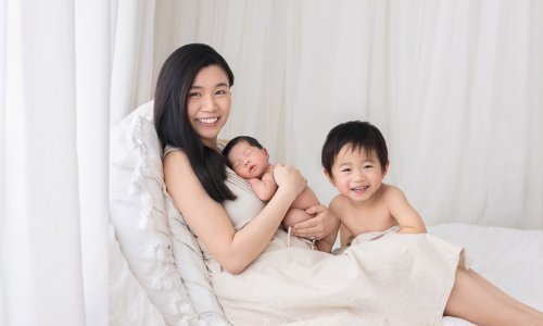 Newborn Photography Blog | Blossom Brook Studio 590 Mother with newborn and child together.