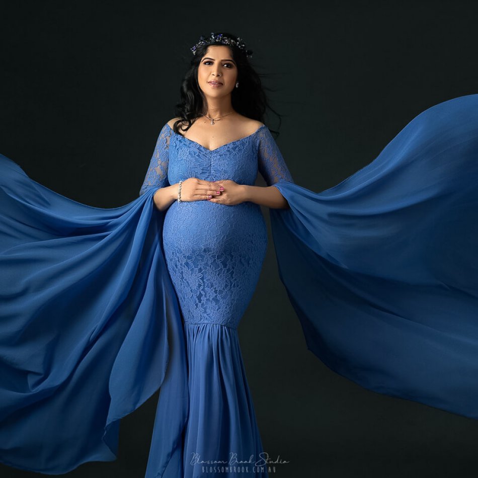 pregnant photo sydney blue gown dress