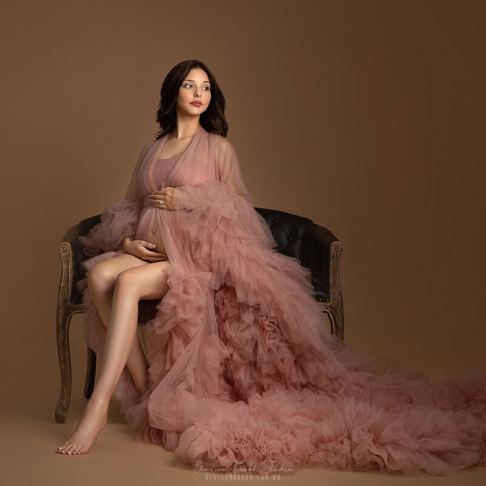 maternity photo sydney maternity gown pink classic