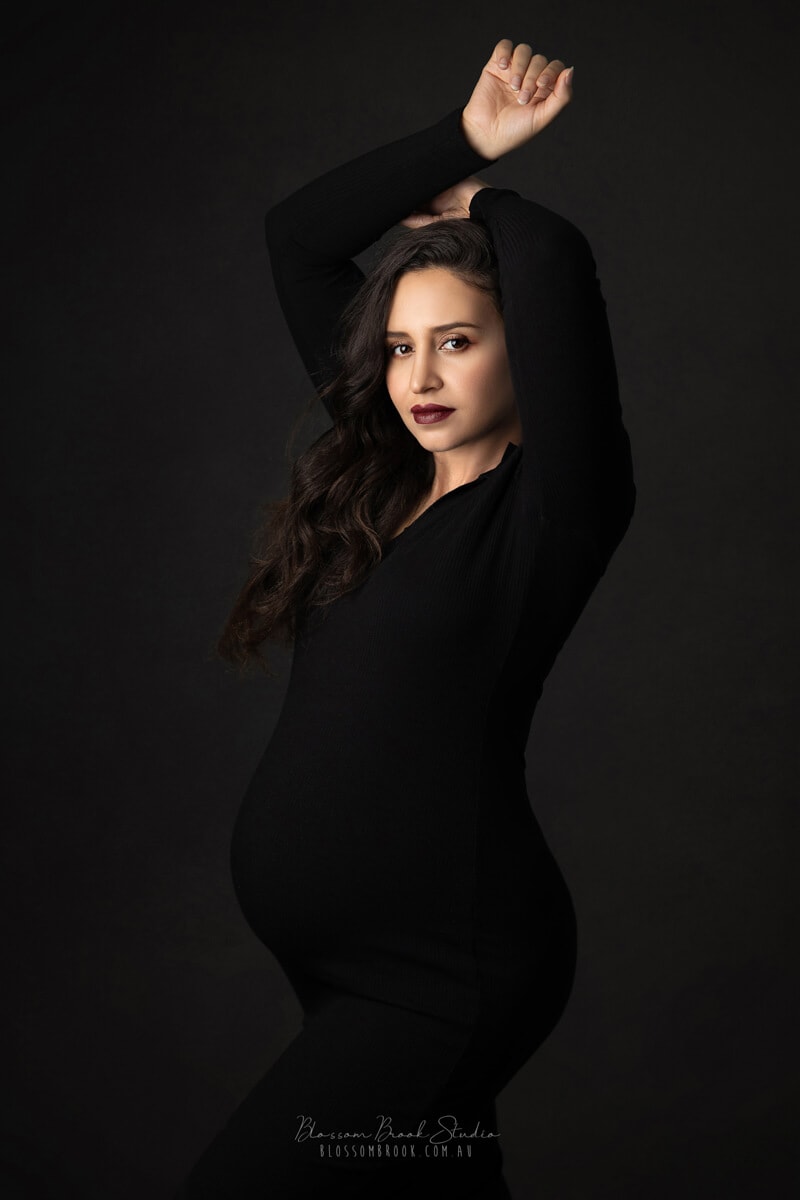 black dress pregnancy photo sydney black elegant