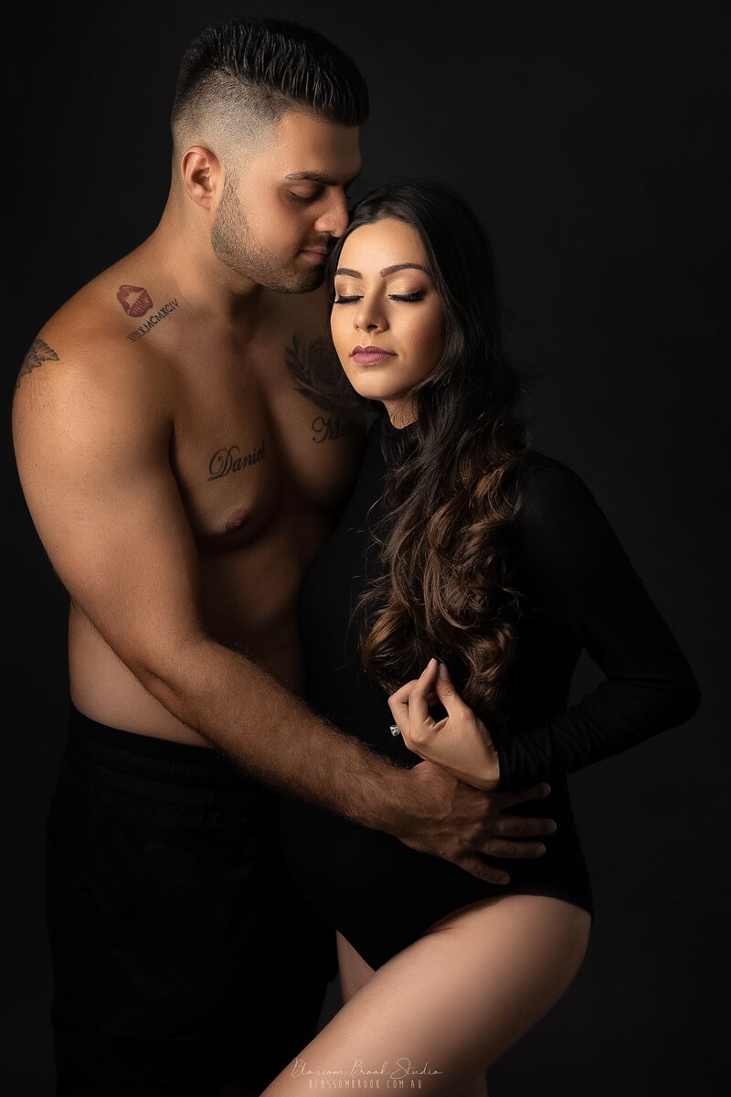 maternity photoshoot sydney bodysuit black couple photo