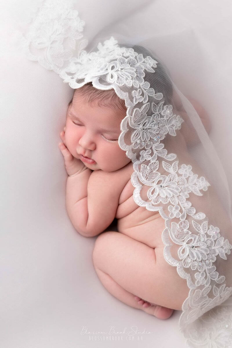 newborn photography wedding veil