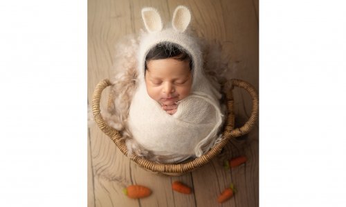 newborn photo sydney family photo easter bunny costume smirk