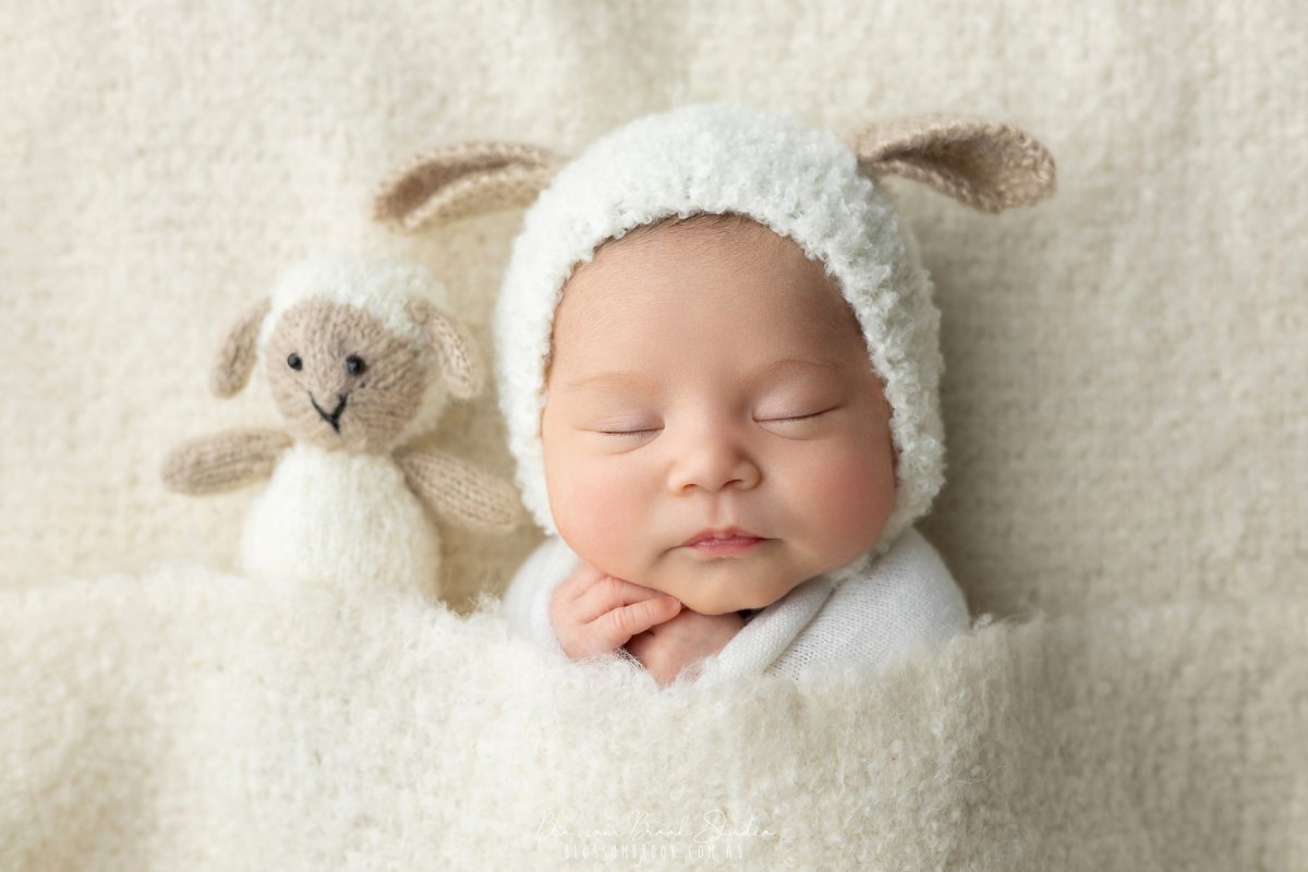 Newborn Photography Session - newborn baby in a lamb costume