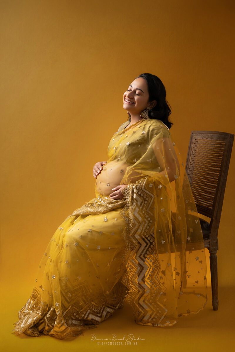 Getting ready for my maternity shoot #sari #saridraping #pregnantsari, sari
